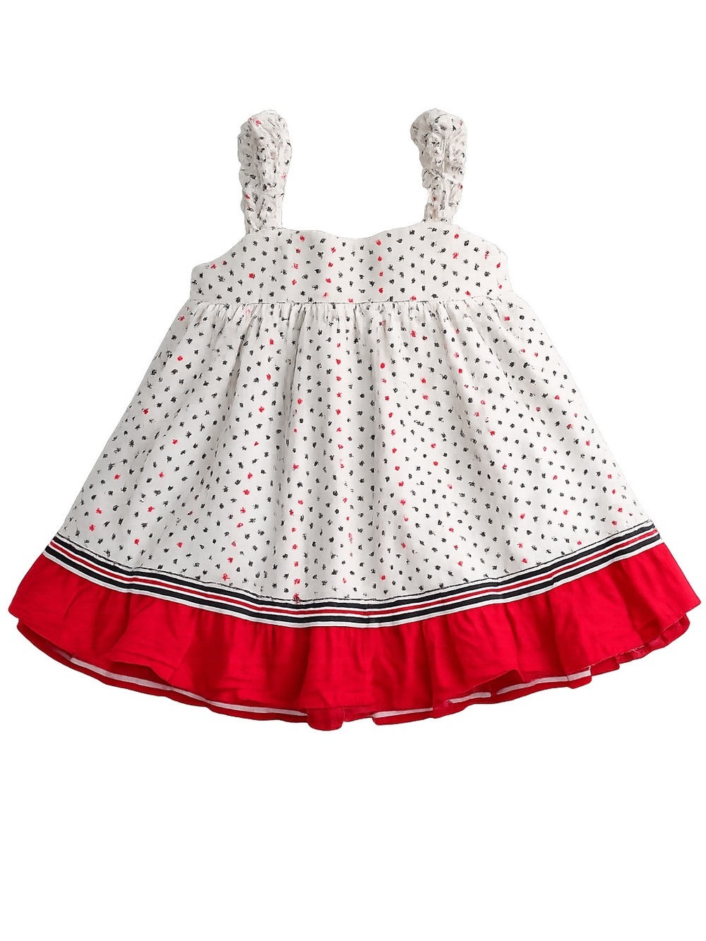 baby Gap Girl white red black stars ruffled baby dress 3-6 months